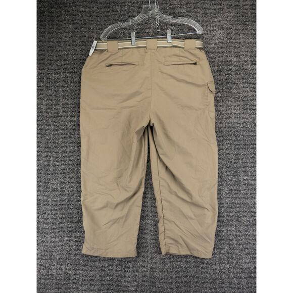 LL Bean Pants Womens Large Beige Tropicwear Capri Elastic Waist Belted Nylon NWT - Picture 10 of 12